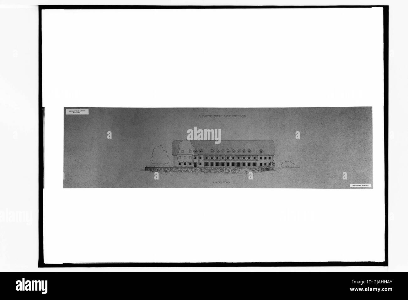 Entwurf für das Rasthaus Hochstraß auf der Reichsautstraße (Südwestansicht) Stockfoto
