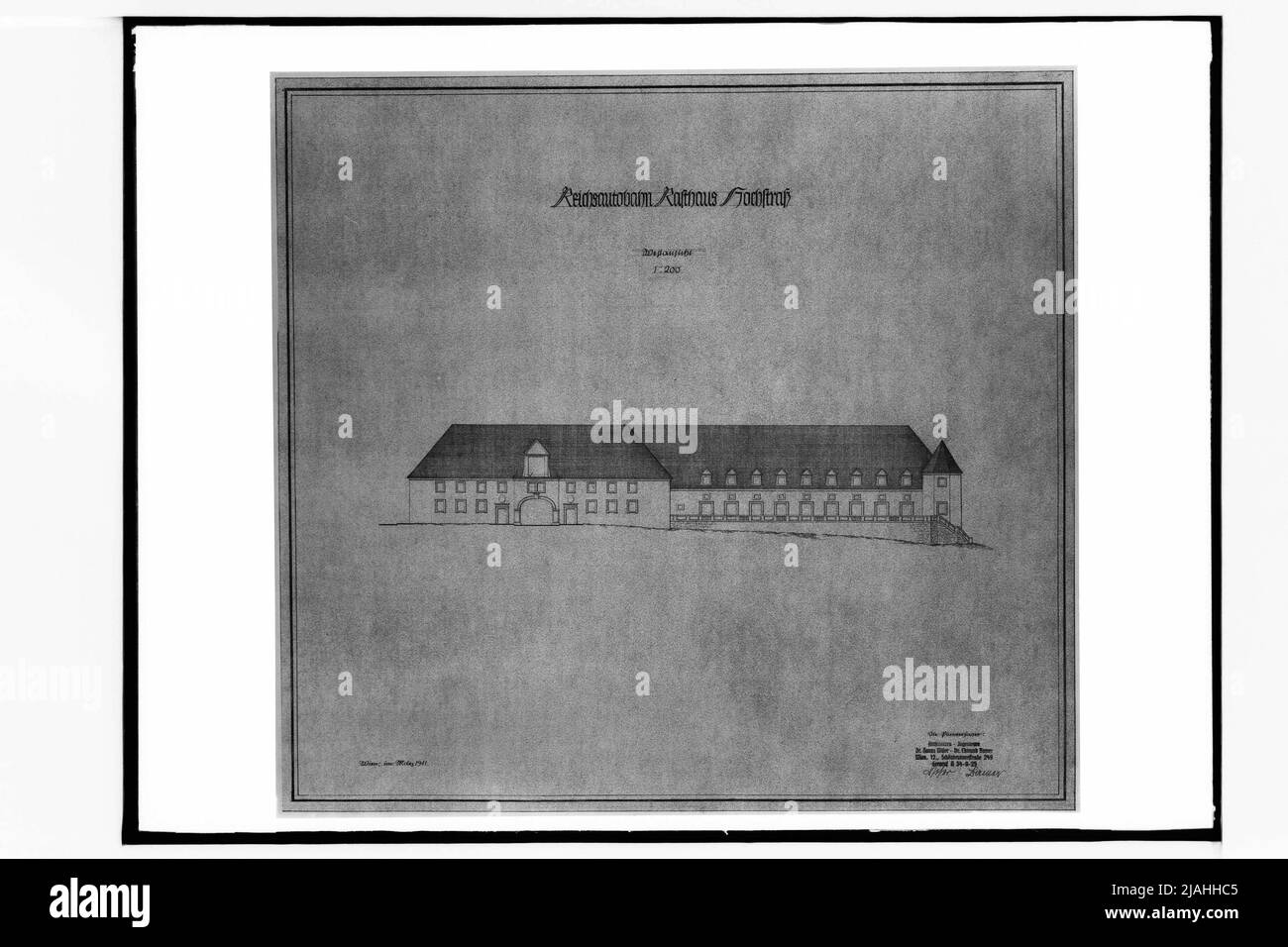 Entwurf für das Rasthaus Hochstraß auf der Reichsautstraße (Westansicht) Stockfoto