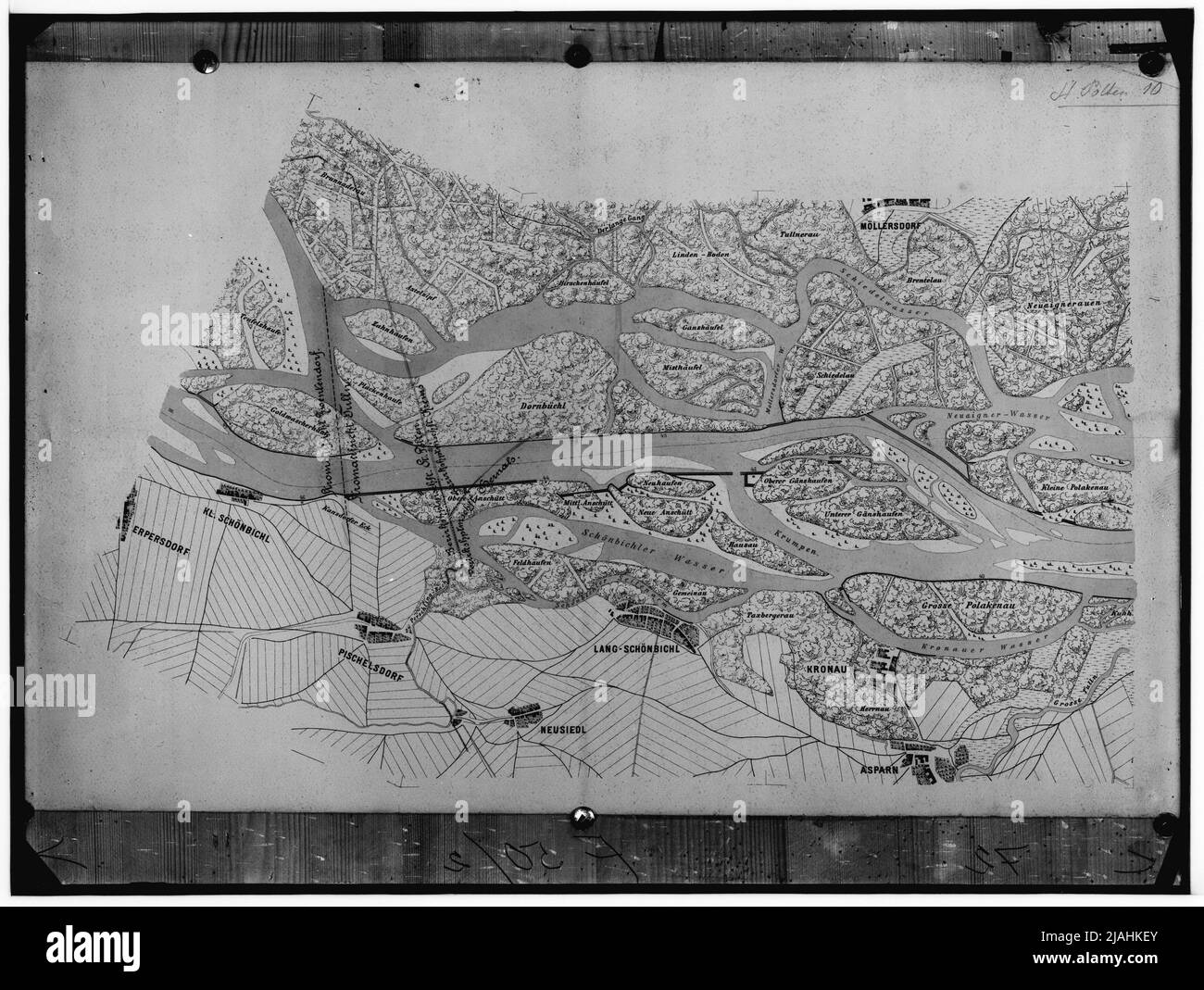 Plan der Donau im Raum St. Pölten (3. Abschnitt, um 1850) Stockfoto