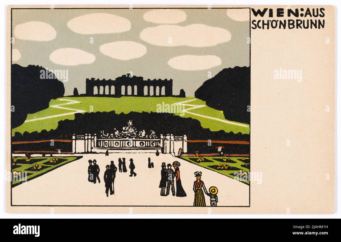Postkarte der Wiener Werkstätte Nr. 133: Wien: Aus Schönbrunn. Urban Janke (1887-1915), Künstlerin, Wiener Werkstätte, Verlag Stockfoto