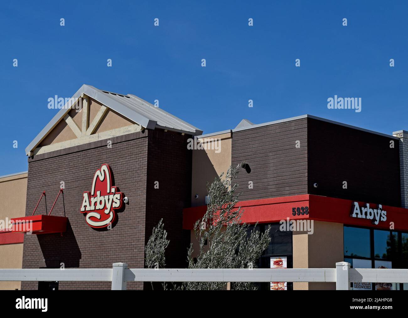 Arby's Fast Food Restaurant Schild, Kalifornien Stockfoto