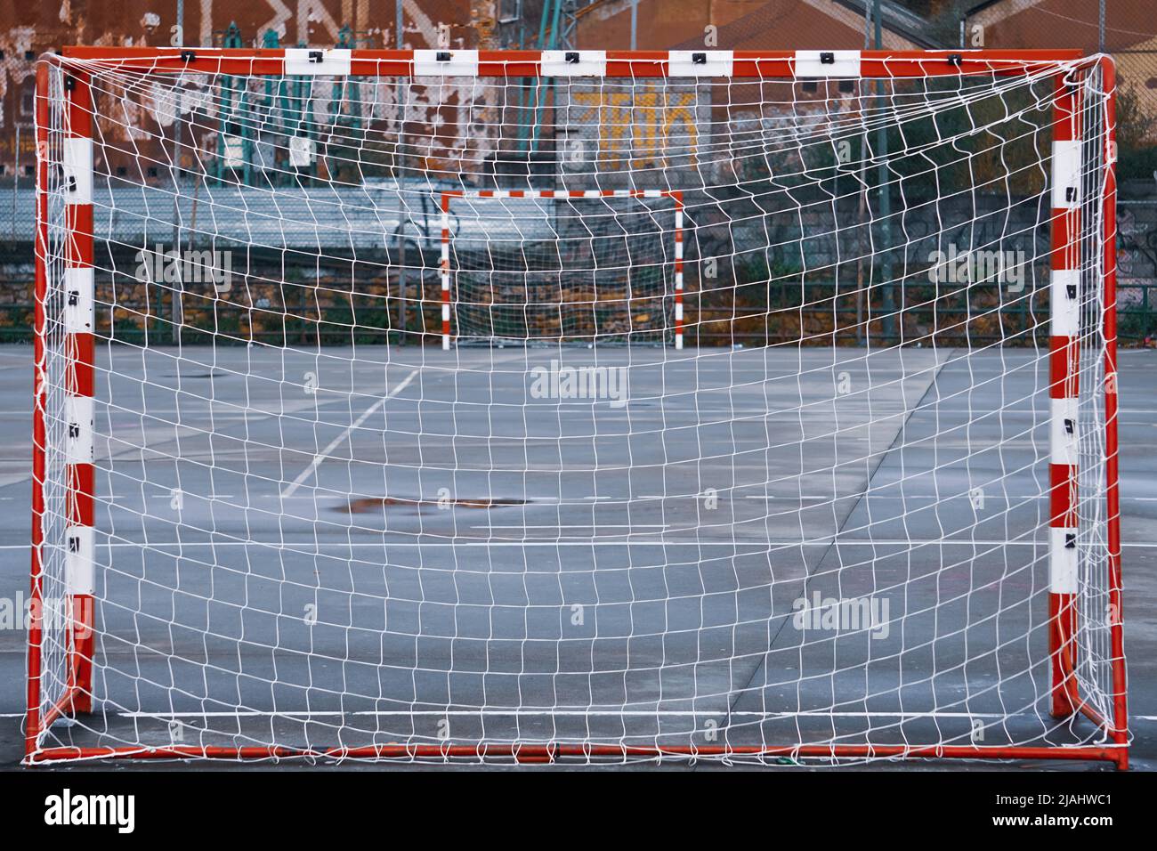 Street Soccer Tor Sportausrüstung Stockfoto