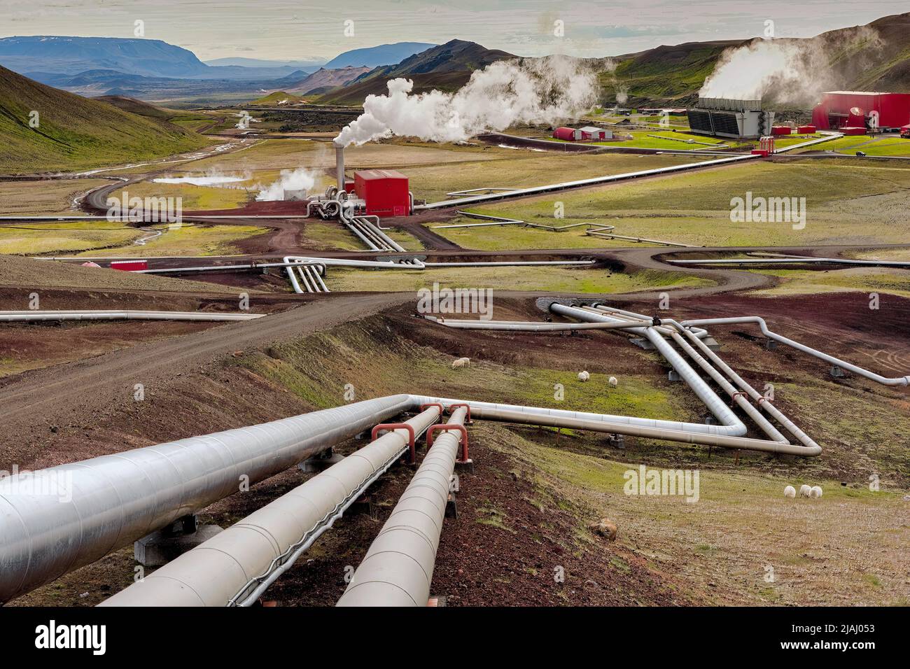 Krafla geothermischen Kraftwerk, Island Stockfoto
