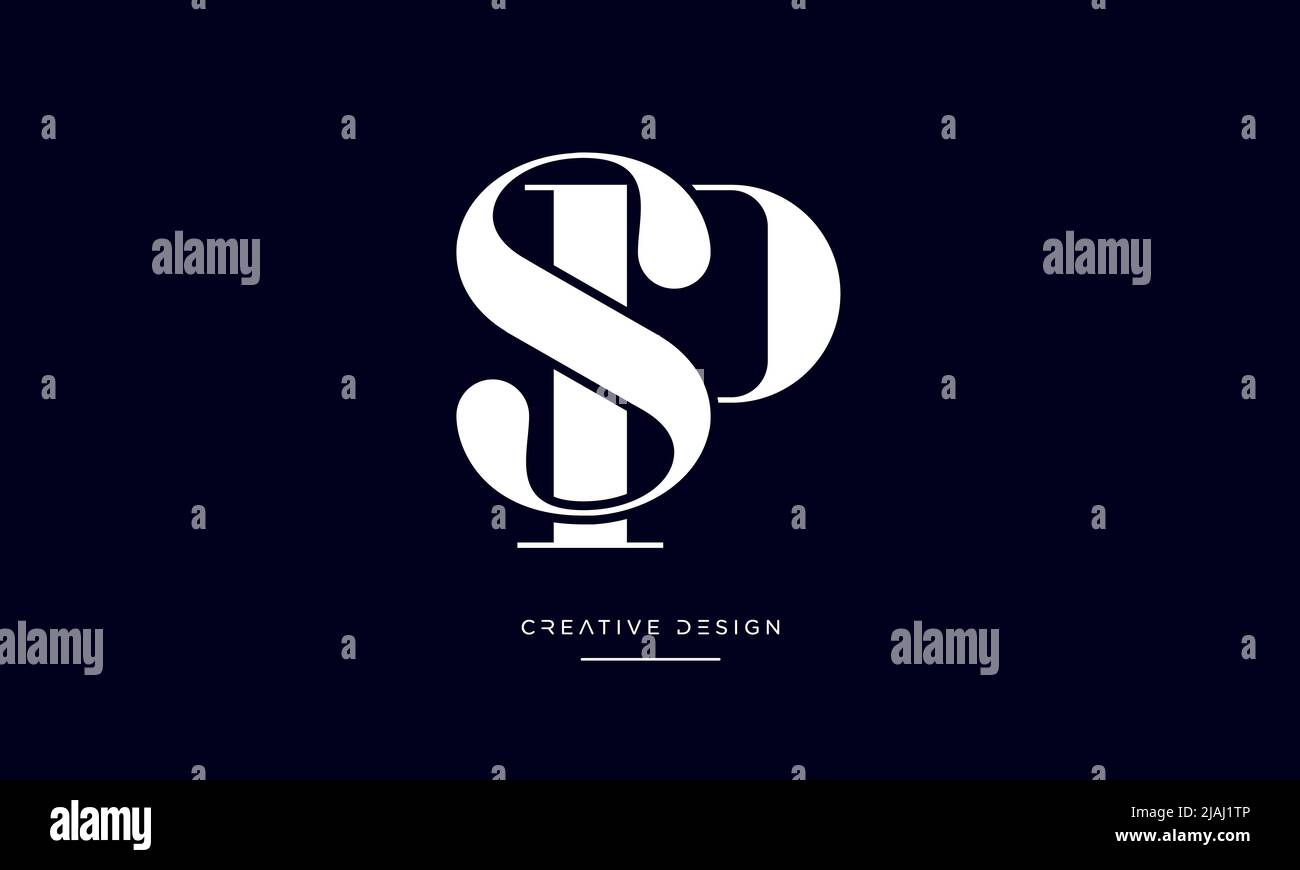 Alphabet Buchstaben PS, SP, P oder S Abstraktes Symbol Logo Monogramm Stock Vektor