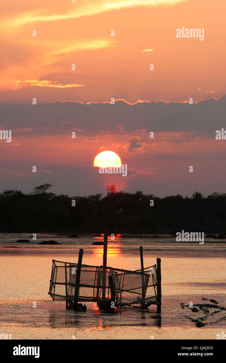 Ein Blick auf eine Gher (Garnelenfirma) in Mathbari, einem weit entfernten Dorf in Sundarbans. Mathbari, Kaira, Bangladesch. 07.Mai 2007. Stockfoto