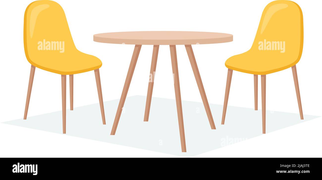 Tisch und Stühle, Möbel für die Innenarchitektur Küche, Café, Restaurant. Vektorgrafik Stock Vektor