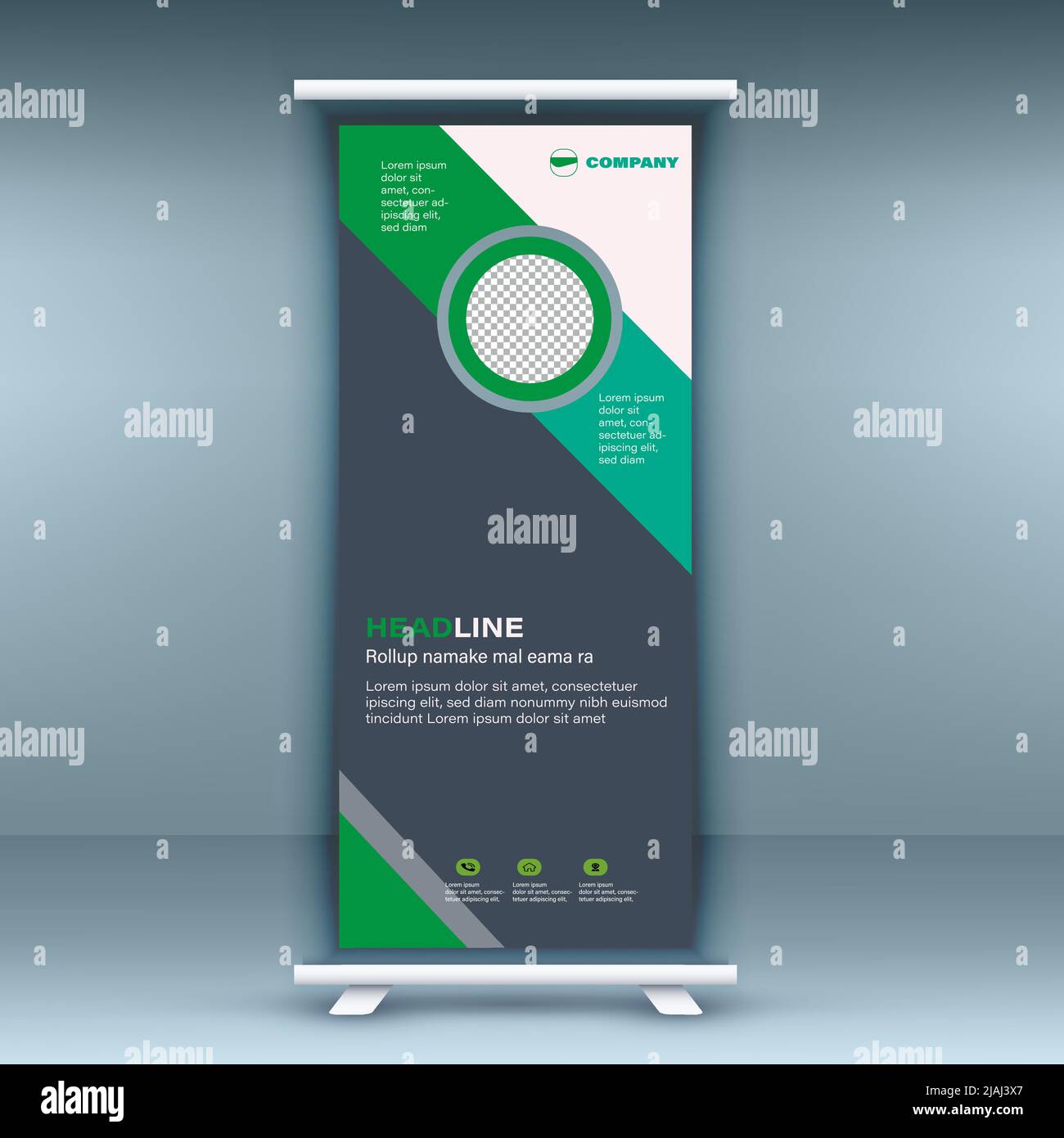 Business Theme Roll-Up Banner Design, Vektor-Vorlage Stock Vektor