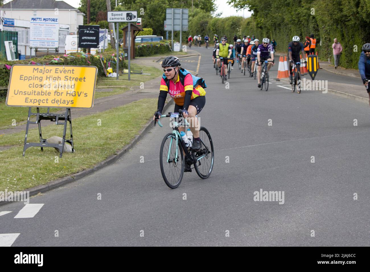 Teilnehmer Teilnehmer RideLondon Charity Cycling Event Fyfield Essex Stockfoto