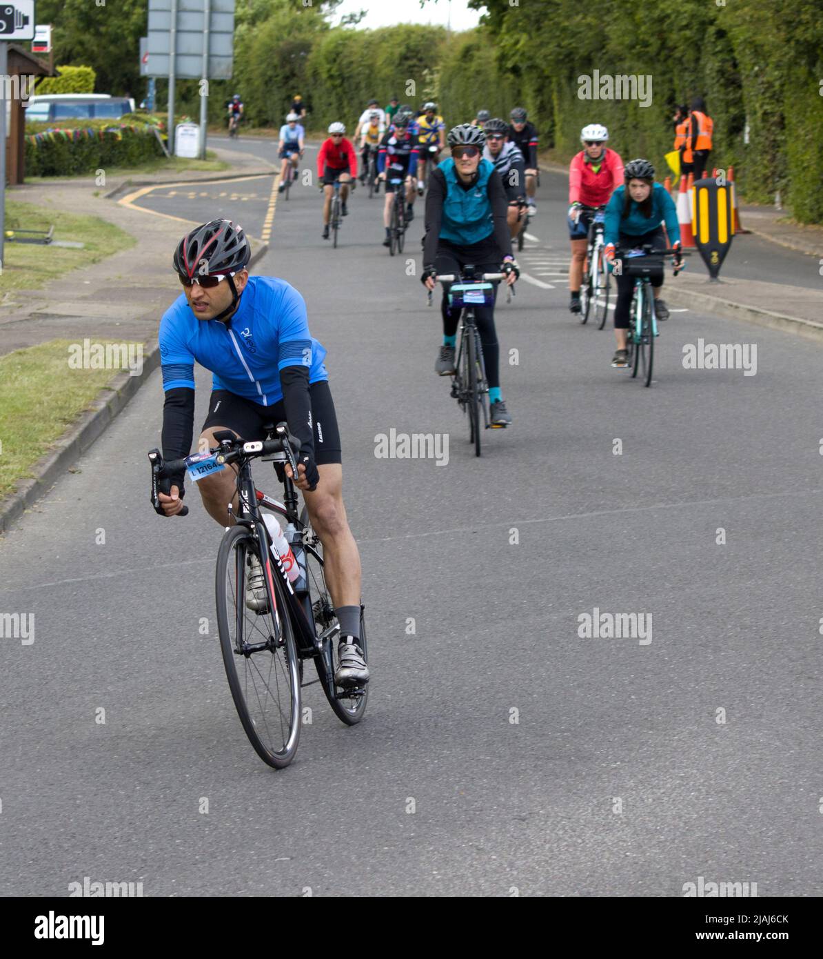 Teilnehmer Teilnehmer RideLondon Charity Cycling Event Fyfield Essex Stockfoto