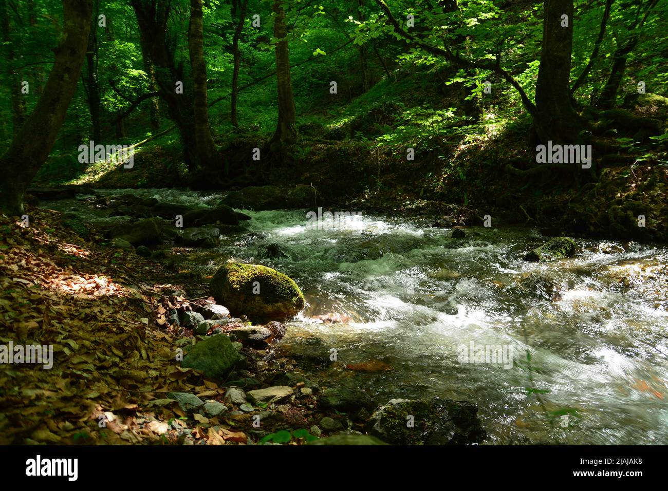 Wasserfall, schnell fließendes Wasser aus Felsen, Bolu Turkey von Seven Lake Stockfoto