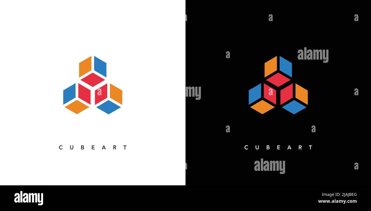 Modernes und attraktives Würfelkunst-Logo-Design Stock Vektor