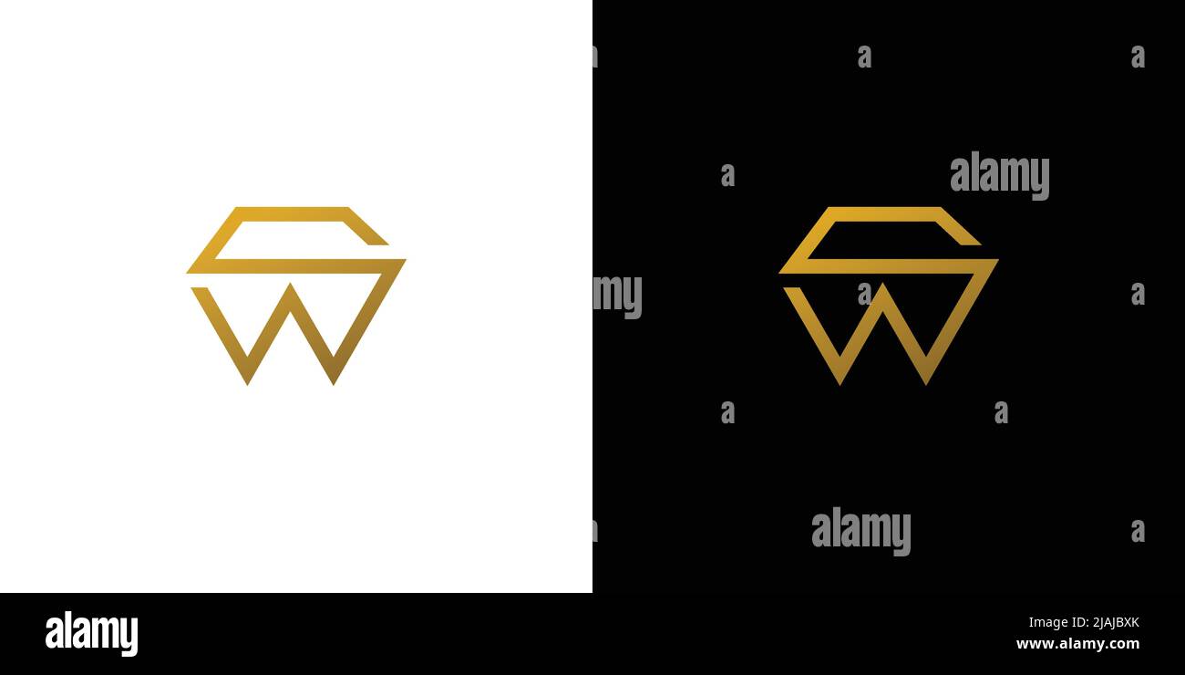 Modernes und einzigartiges SW-Initialen-Logo Stock Vektor
