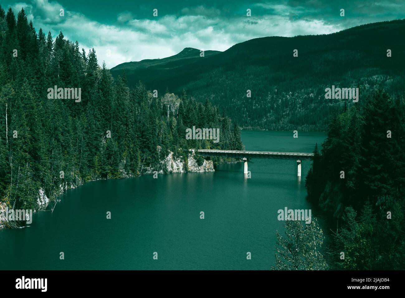 Grün getöntes Landschaftsbild in British Columbia, Kanada, Nordamerika Stockfoto