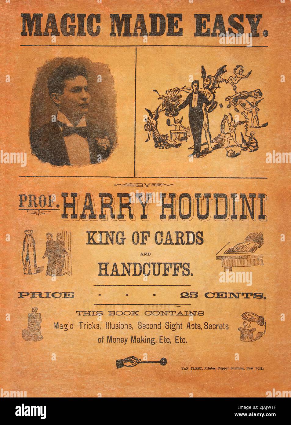 Harry Houdini Magic Made Easy Flyer Stockfoto