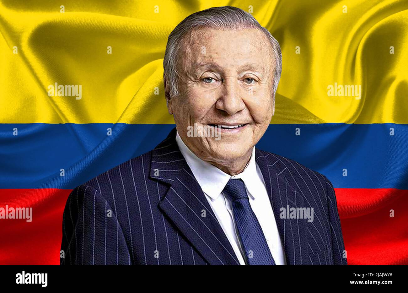 Rodolfo Hernández und die kolumbianische Flagge Stockfoto
