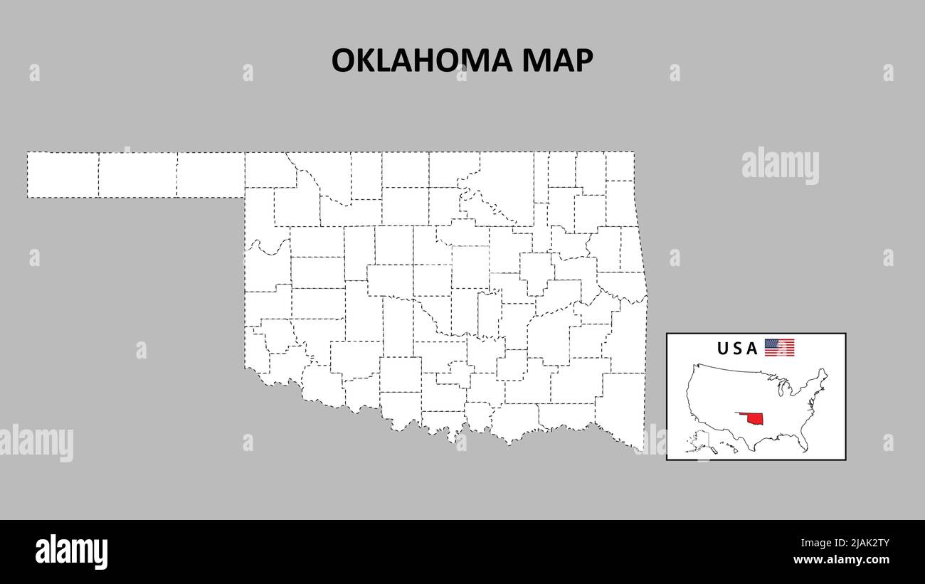 Karte Von Oklahoma. Staat und Distriktkarte von Oklahoma. Politische Karte von Oklahoma mit