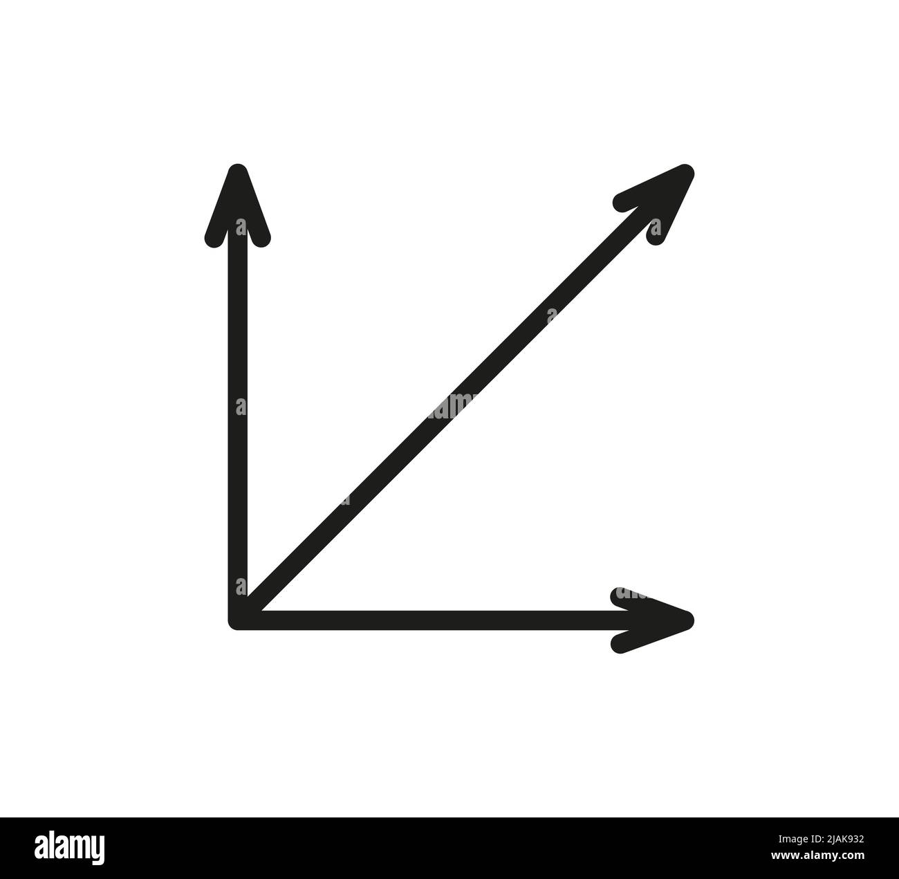 Symbol für quadratische Fläche. Koordinatenachsenzeichen. Koordinatensystem Symbol für flache mathematische Grafik. Messung der Landfläche. Piktogramm der Dimension platzieren. Vektorkontur Stock Vektor