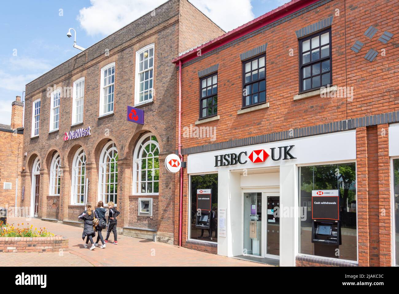 HSBC und NatWest Banks, Market Place, Cannock, Staffordshire, England, Vereinigtes Königreich Stockfoto