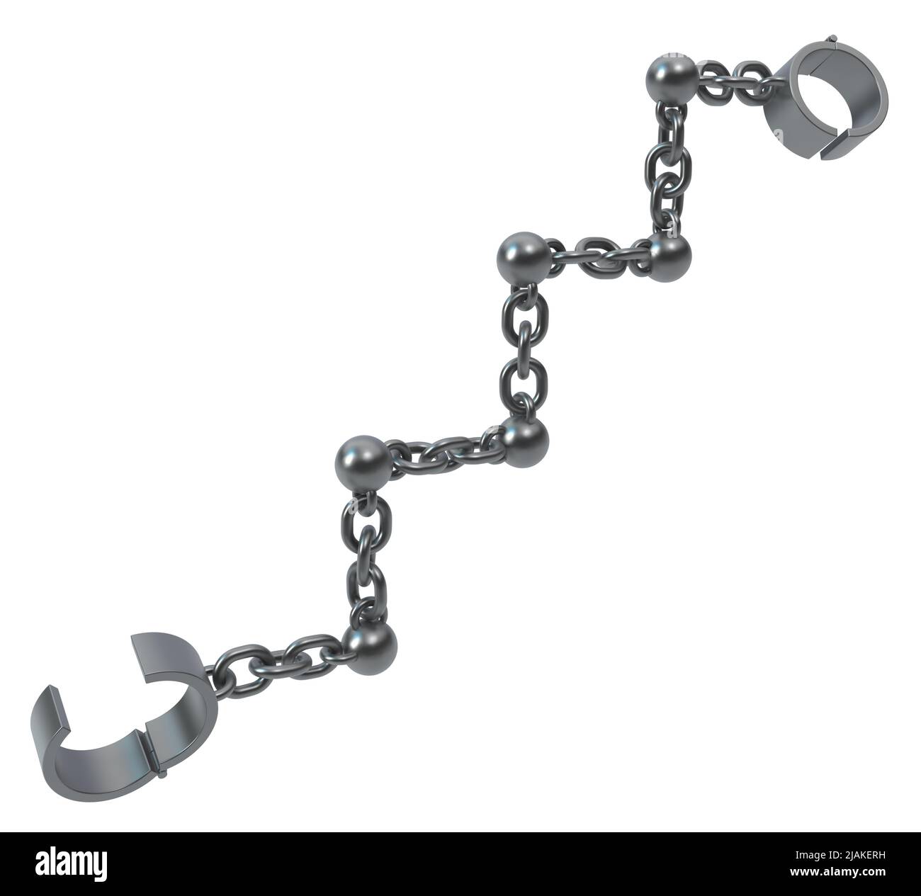 Schäkel Kette Treppen Form grau Metall 3D Abbildung, isoliert, horizontal, über weiß Stockfoto Schäkel Kette Treppen Form grau Metall 3D Abbildung, isoliert, horizontal, über weiß Stockfoto