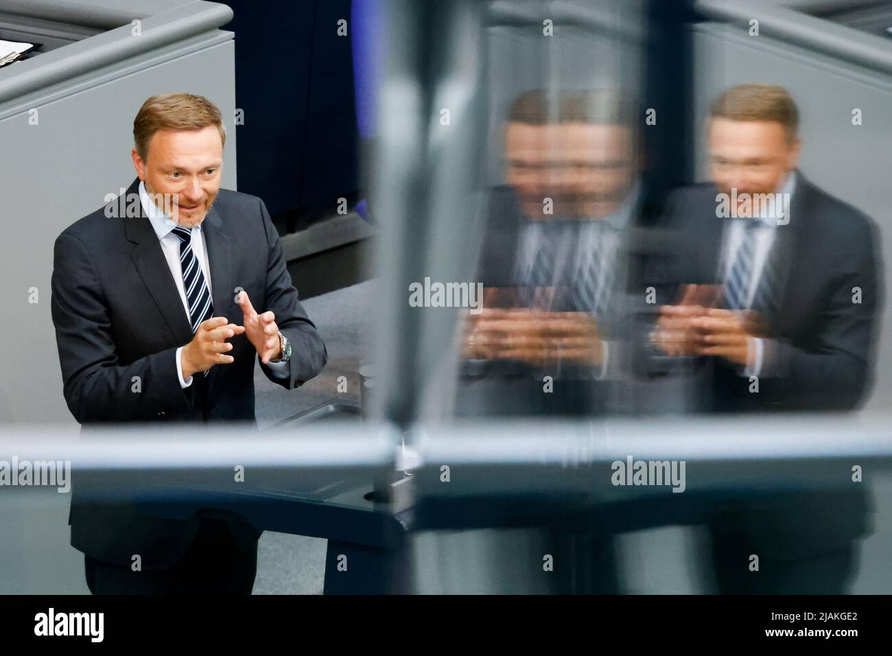 Bundesfinanzminister Christian Lindner spricht während einer Sitzung des Deutschen Bundestages am 31. Mai 2022 in Berlin. REUTERS/Hannibal Hanschke Stockfoto