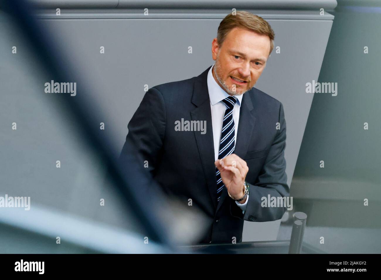 Bundesfinanzminister Christian Lindner spricht während einer Sitzung des Deutschen Bundestages am 31. Mai 2022 in Berlin. REUTERS/Hannibal Hanschke Stockfoto