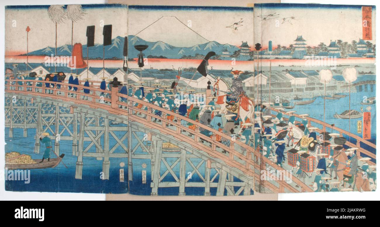 Prozession auf der Nihonbashi-Brücke (von der Toto (Edo) Ansichten HIROSHIGE II, UTAGAWA (1826 1869) Stockfoto