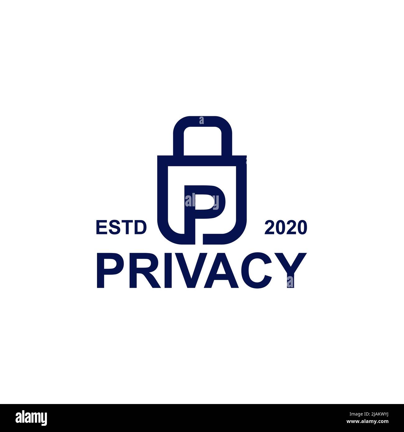 Privacy-Vorhängeschloss-Symbol mit anfänglichem Vektor-Logo mit P-Buchstaben Stock Vektor