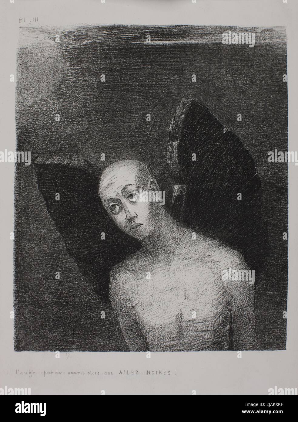 Black Wings Pl. III TEKA: Nacht sechs Lithographie Redon, Odilon (1840 1916) Stockfoto