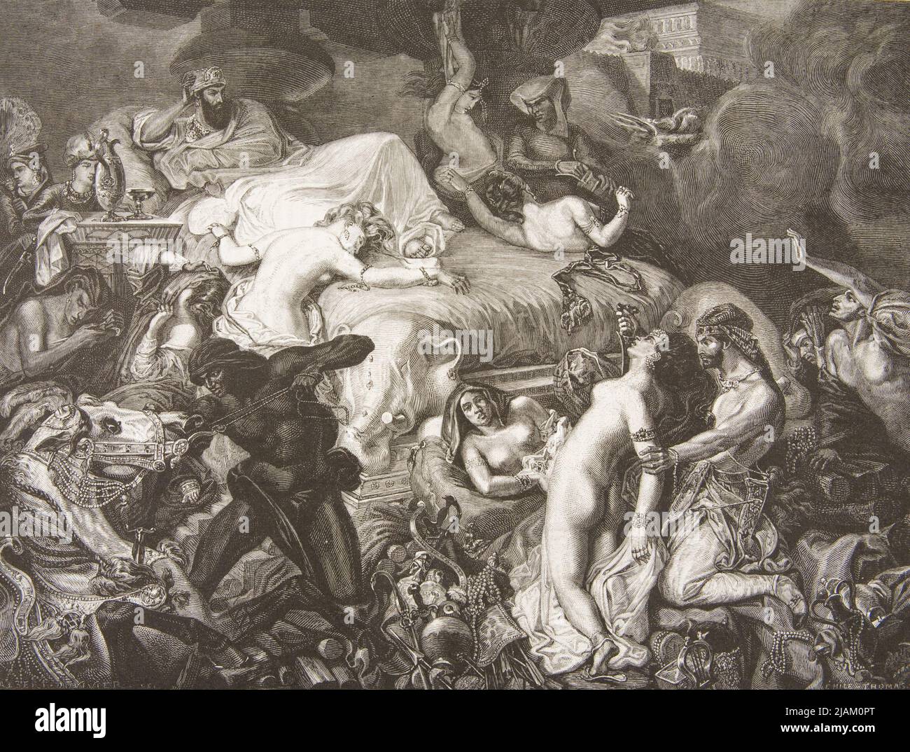 Sardanapal nach dem Bild von Eugèna Delacroix zeichnete Albert Duvivier. Thomas, Emile (Fl. 1863 1882), Delacroix, Eugène (1798 1863), Duvivier, Albert (1842 1889) Stockfoto