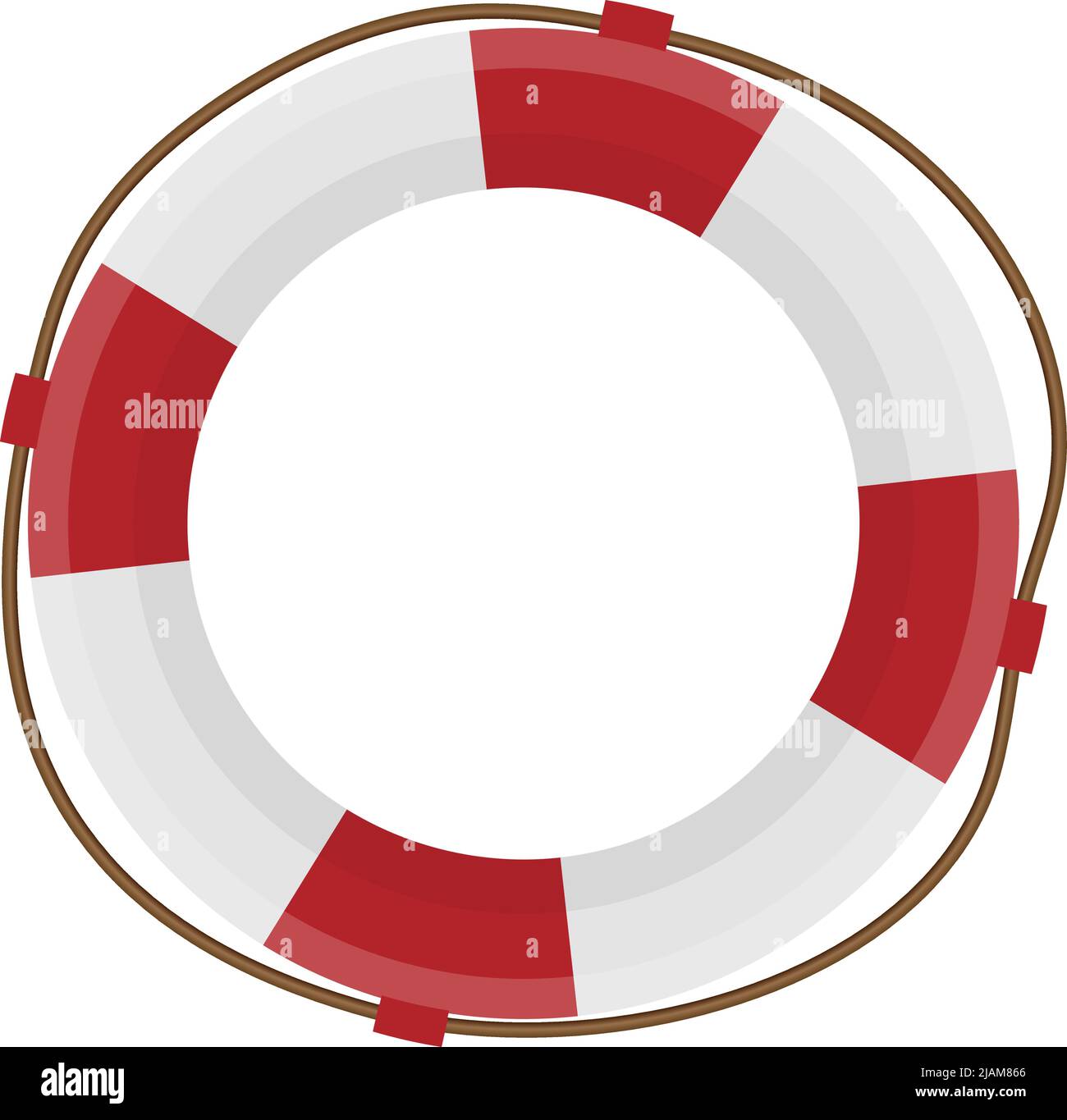 Rote und weiße Rettungsboje isoliert auf weißem Hintergrund, Vektorgrafik Stock Vektor