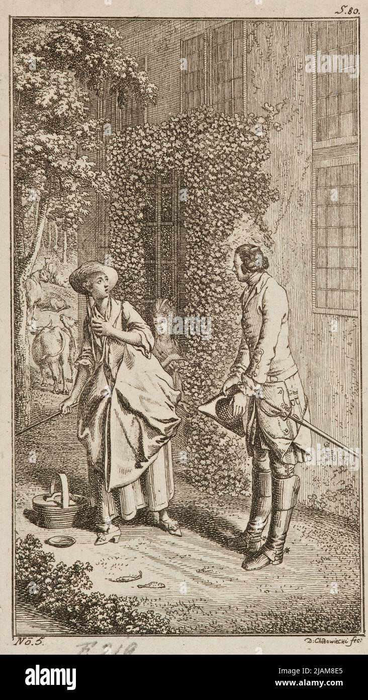 Illustration zum Leben von Johann Bunel Thomas Armory Bunel besucht seinen Freund Karol Tuner (Leben, Kommentare und Meinungen Johann Bunels Bey Friedrich Nicolai 1778 ') Chodowiecki, Daniel Nikolaus (1726 1801) Stockfoto