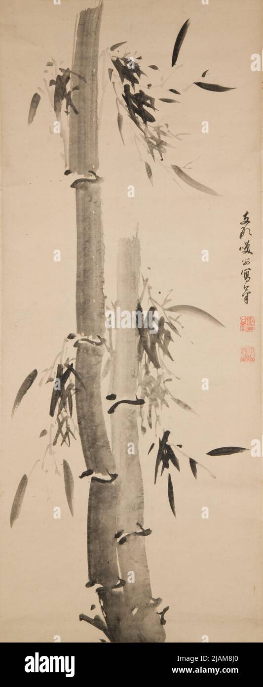 Kakemono zwei Bambusstämme unbekannt Stockfoto