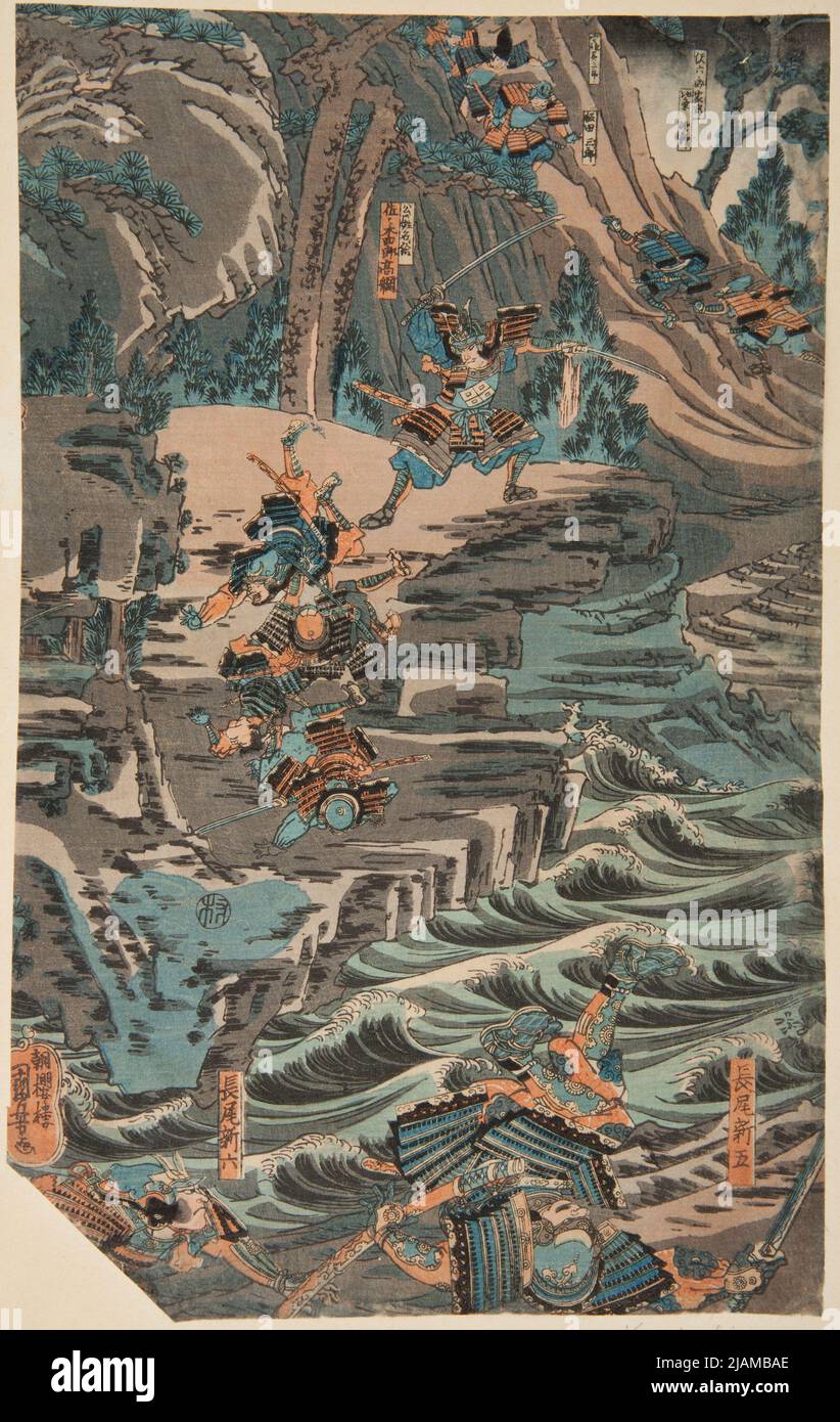 Kampfritter Takatsune in der Schlacht von ISHIBASHIYAMA (1180) Utagawa, kuniyoshi (1797 1861) Stockfoto