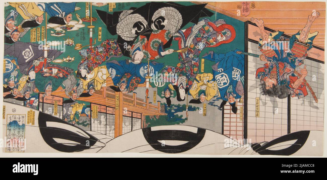 Zulassung bei Ōiso Veröffentlicht von The Defects of Yoshimori and the upcoming Soga Gorgeō / Wada Yoshimori Ichimal Kujūsa gi Ōiso ni Oite () Utagawa, kuniyoshi (1797 1861) Stockfoto