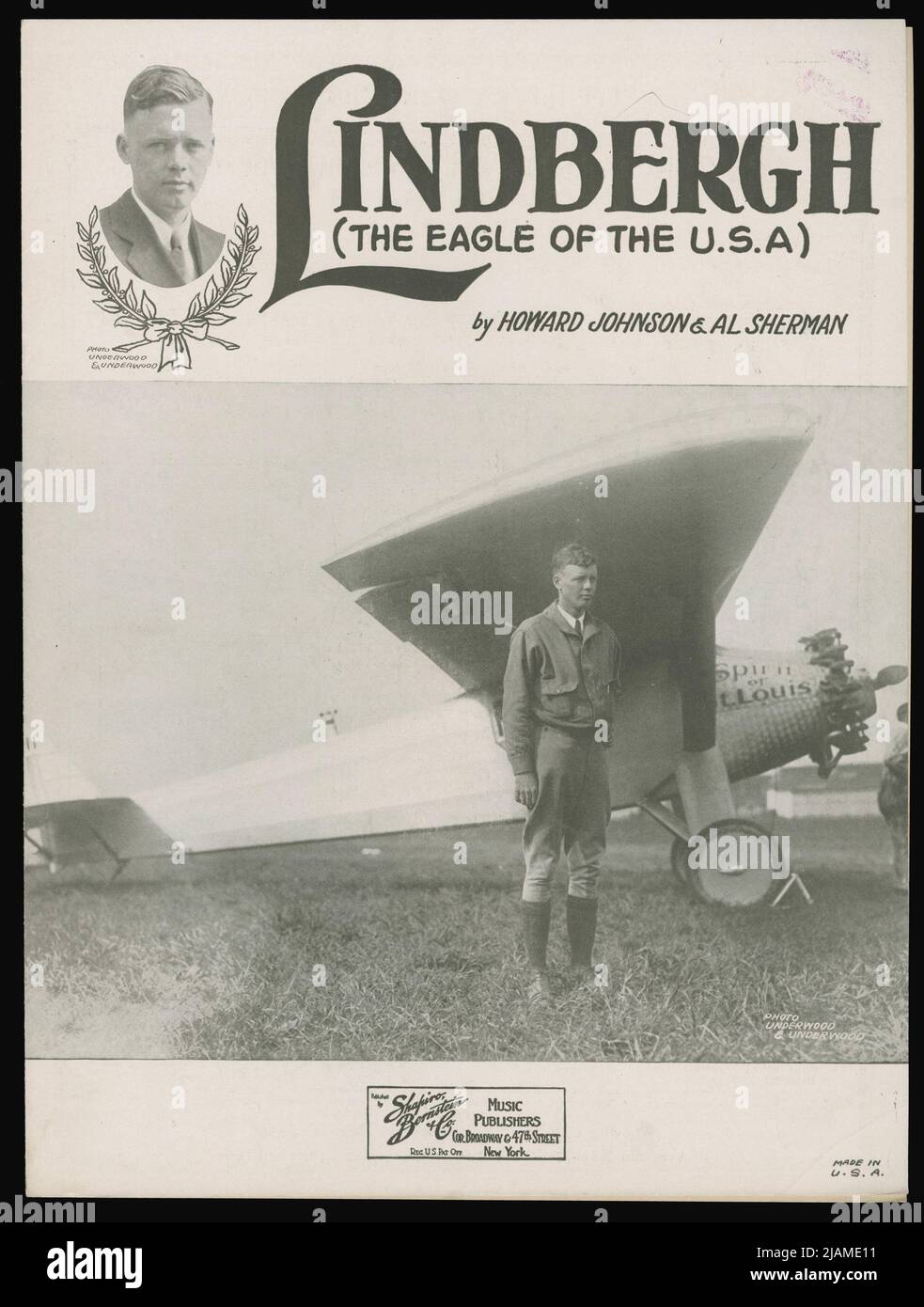 Lindbergh (der Adler der USA) Musiktitel, von Howard E., Johnson, 1887-1941; Veröffentlicht 1959 Verlag Newberry Library Stockfoto