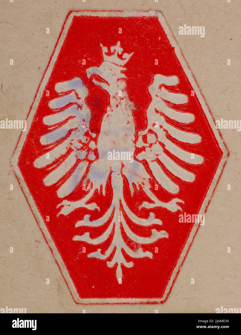 Papierabzeichen aus der Spendenbeschaffung, die am 13. Dezember 1919 in Warschau für die Kriegsopfer durchgeführt wurde Stockfoto