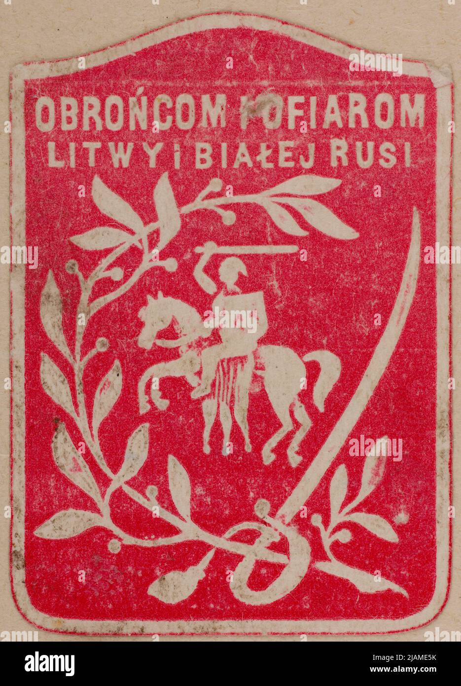 Papiersammler-Abzeichen für die Verteidiger und Opfer von IIthuania und Weißrußland Stockfoto