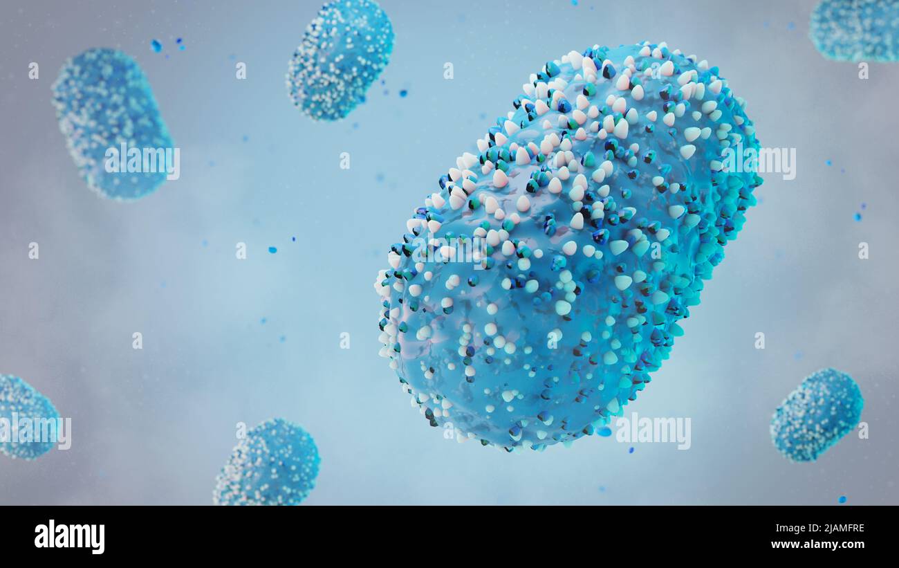 Affenpockenvirus 3D Nahaufnahme abstrakte Illustration Stockfoto