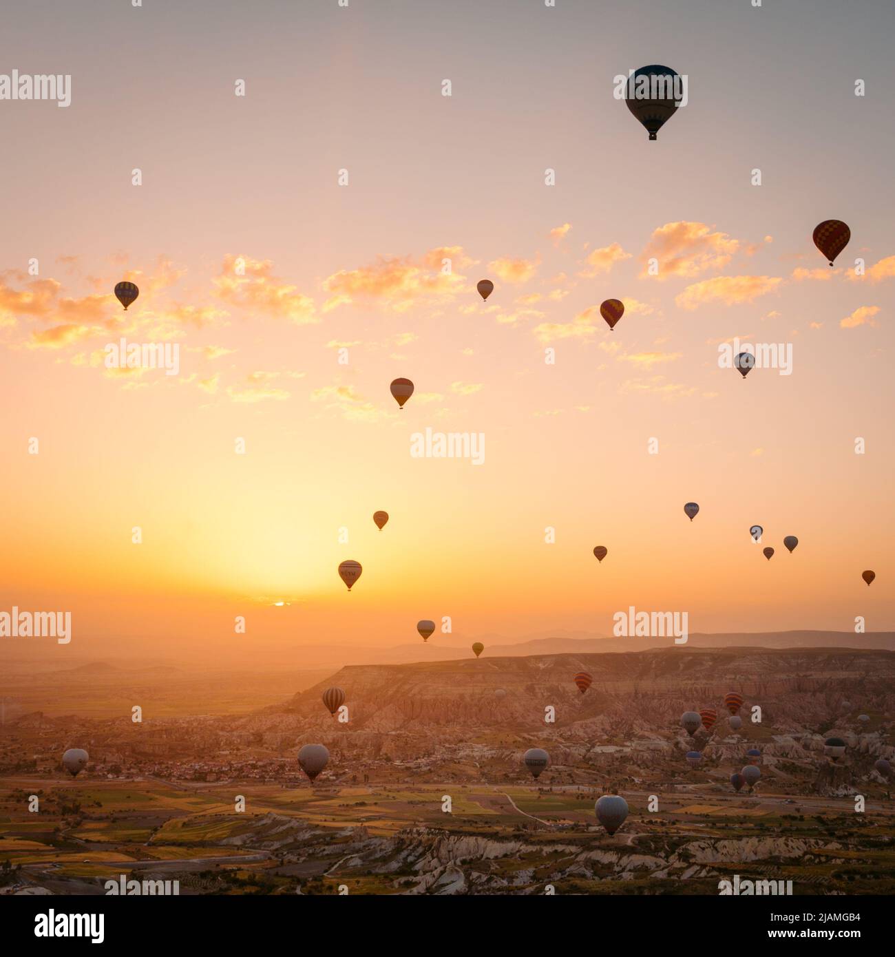 kappadokien Reisefoto mit Heißluftballons Stockfoto