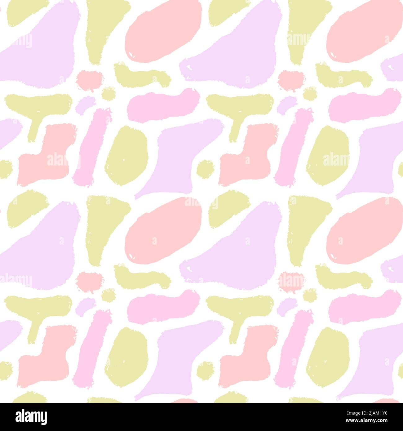 Abstraktes Pastell-Nahtloses Muster in verschiedenen Formen. Moderne Trendillustration. Kinder sanftes Muster. Handgezeichnete verschiedene Formen und Doodle. Stock Vektor