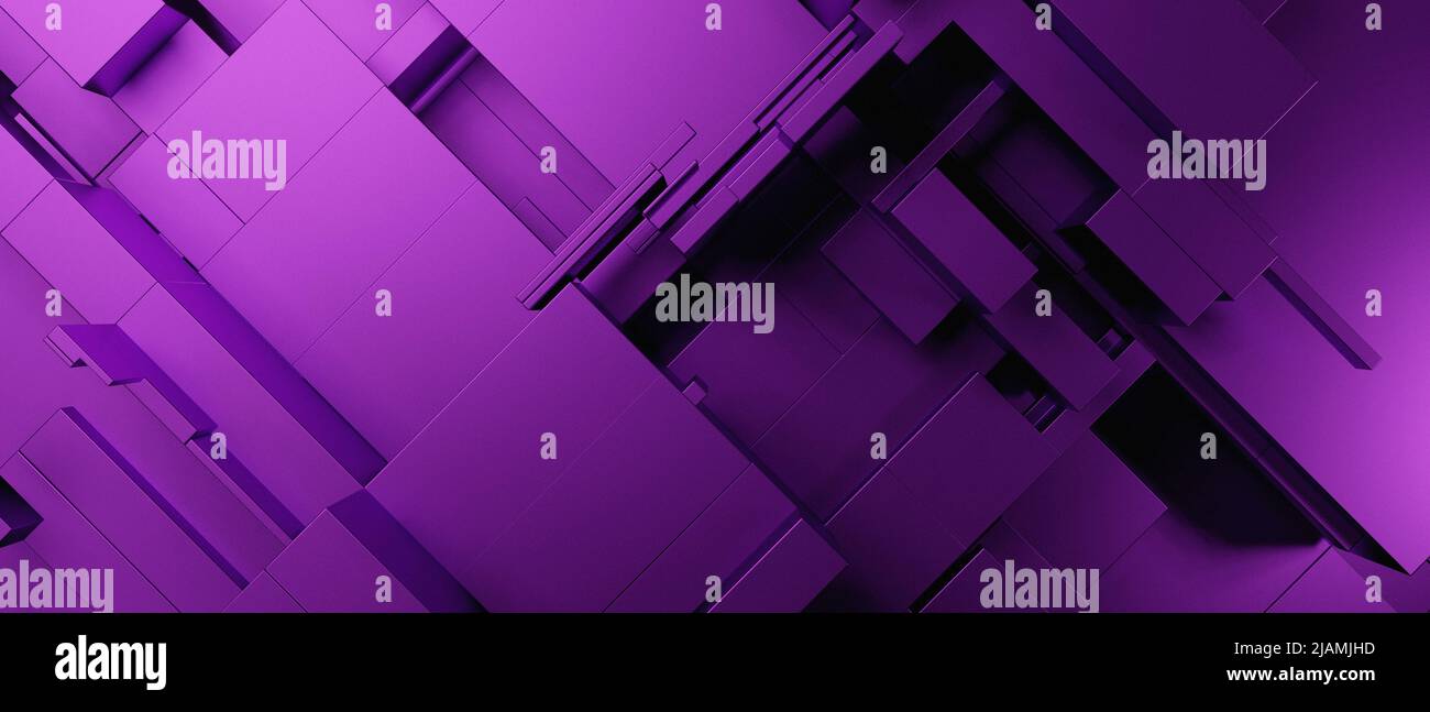 Abstrakt luxuriöse futuristische Cubes Modern Violet Banner Hintergrundtapete 3D Illustration Stockfoto