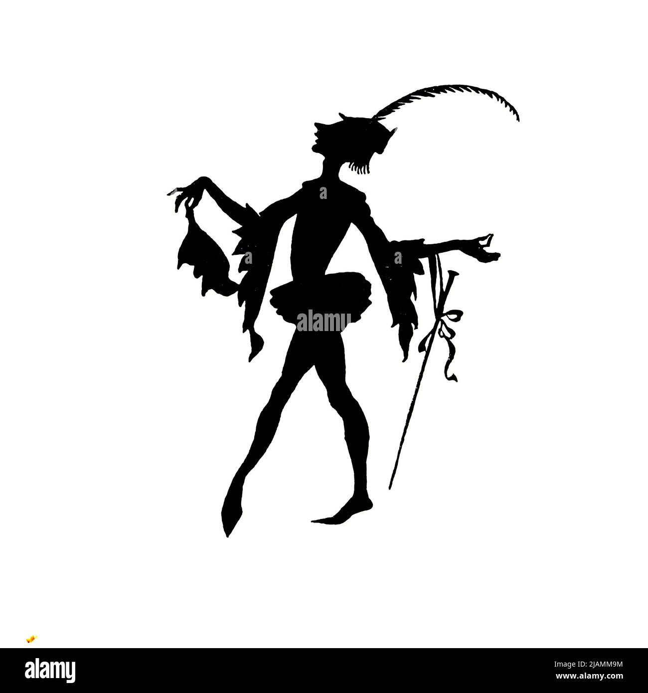 Sleeping Beauty Silhouettierte schwarz-weiße Illustration aus dem Buch ' La Belle au bois Dormant ' [The Sleeping Beauty] von Charles Perrault, 1628-1703; illustriert von Arthur Rackham, 1867-1939 Erscheinungsdatum 1920 Herausgeber/Verlag Paris : Librairie Hachette Stockfoto