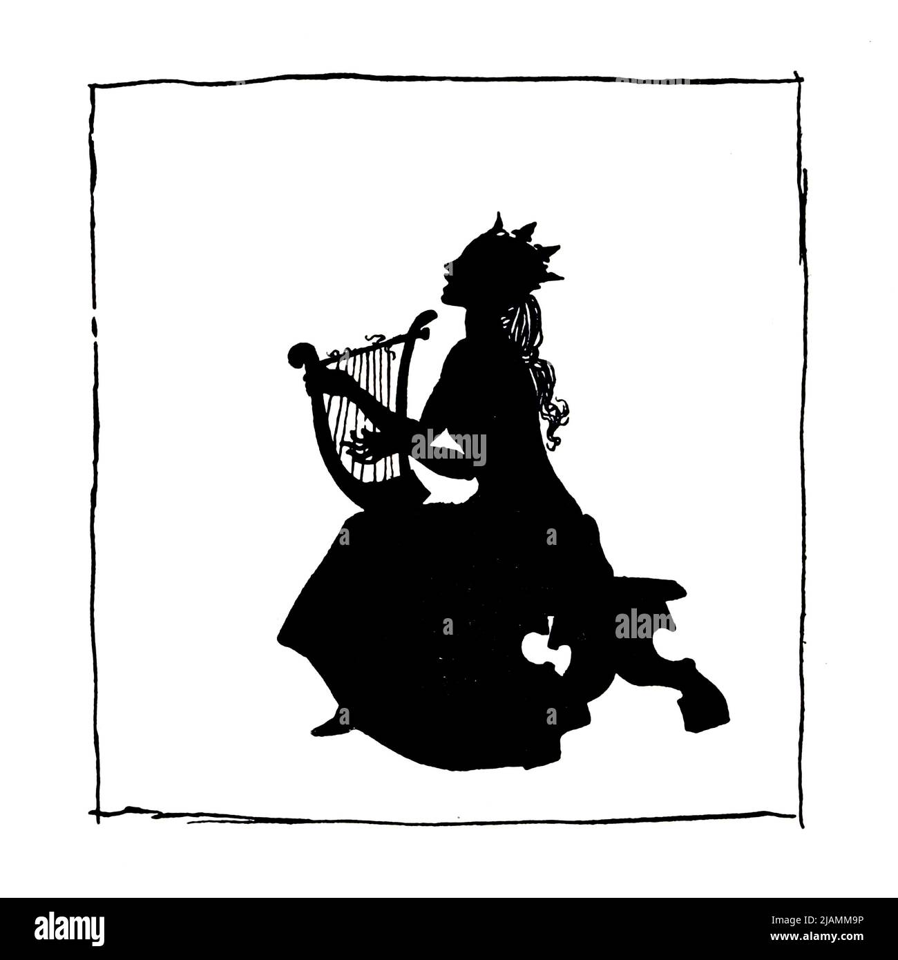 Sleeping Beauty Silhouettierte schwarz-weiße Illustration aus dem Buch ' La Belle au bois Dormant ' [The Sleeping Beauty] von Charles Perrault, 1628-1703; illustriert von Arthur Rackham, 1867-1939 Erscheinungsdatum 1920 Herausgeber/Verlag Paris : Librairie Hachette Stockfoto