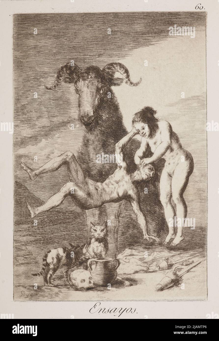 Trials/Wanderwege; Brett Nr. 60 aus Richtung Los Caprichos Caprices, Hrsg. II, Madrid CA. 1855 Goya, Francisco de (1746 1828) Stockfoto