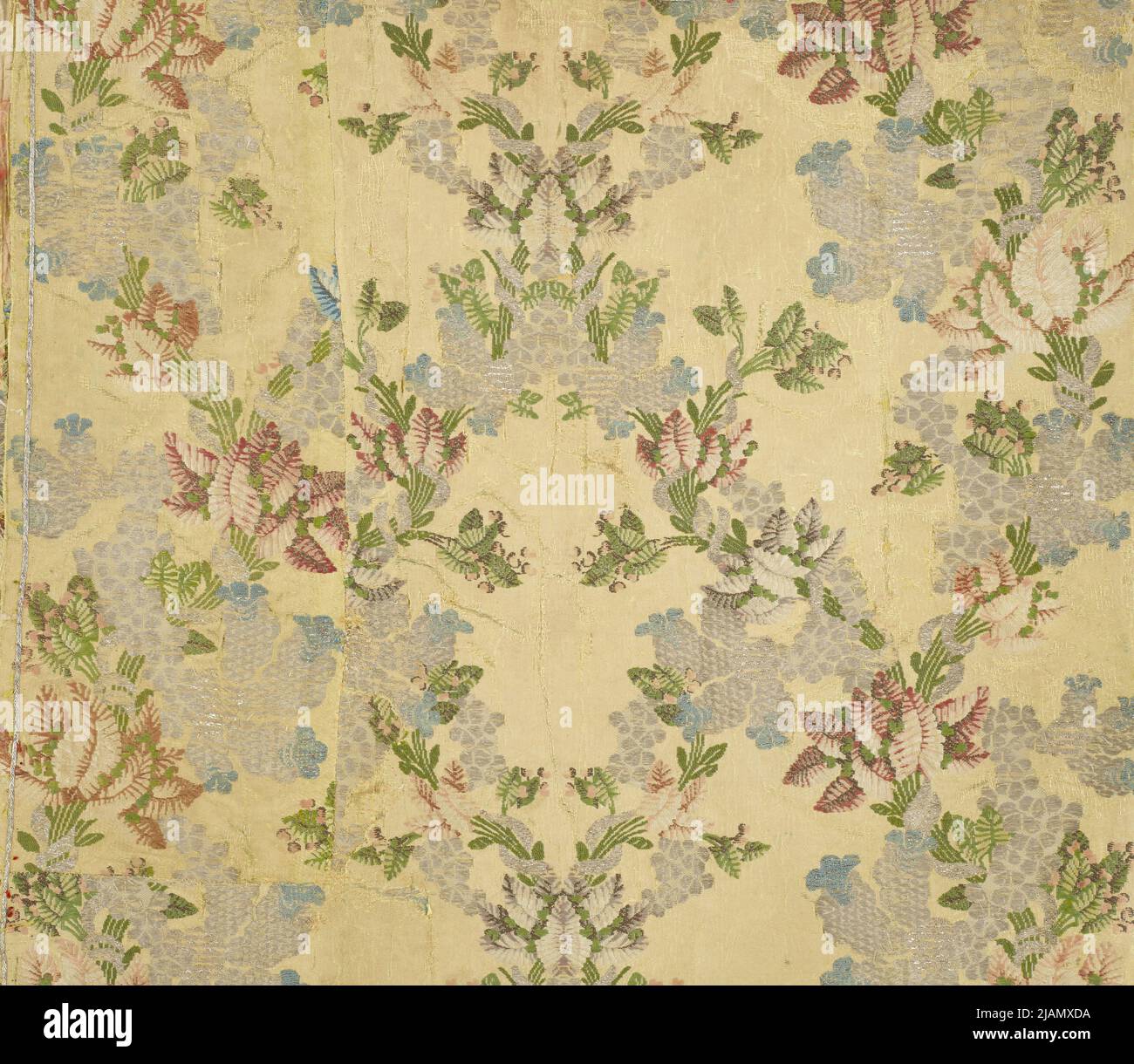 Seidenstoff naturaIIstisches Blumenmuster in Netzzusammensetzung unbekannt Stockfoto