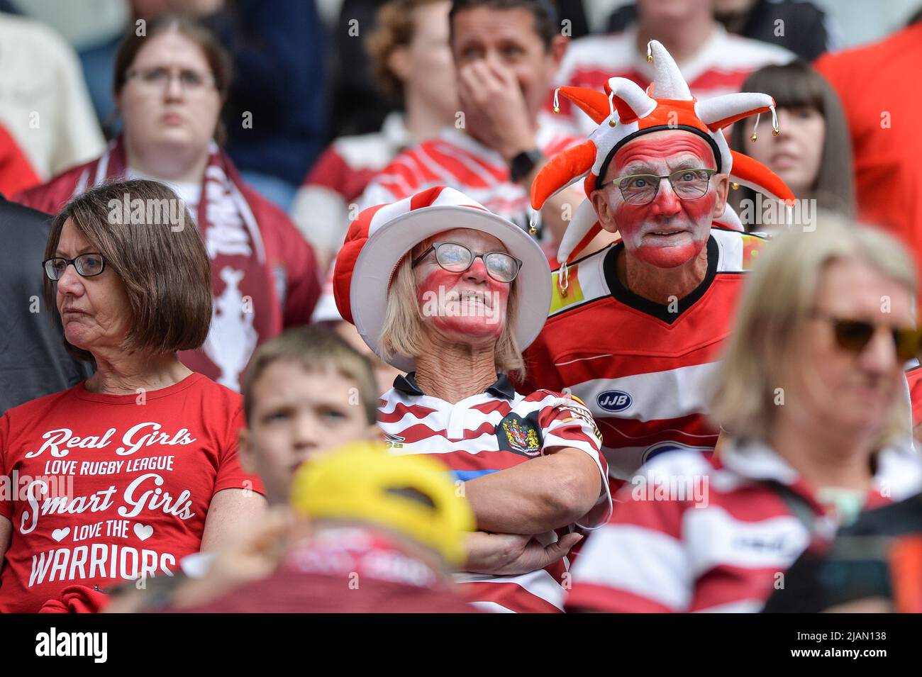 London, England - 28.. Mai 2022 - Fans von Wigan Warriors. Rugby League Betfred Challenge Cup Final Huddersfield Giants vs Wigan Warriors im Totenham Hotspur Stadium, London, Großbritannien Dean Williams Stockfoto