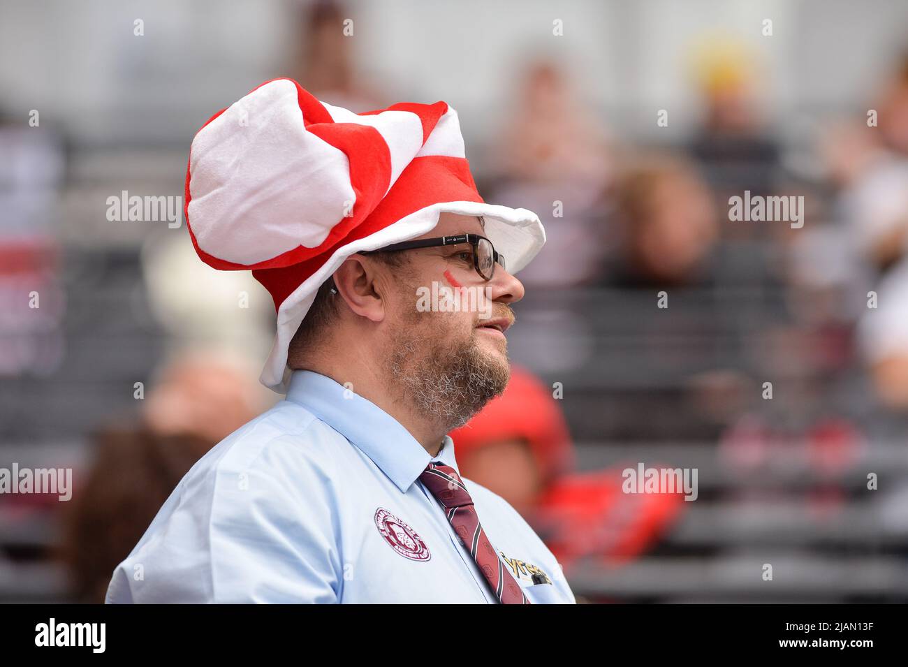 London, England - 28.. Mai 2022 - Fans von Wigan Warriors. Rugby League Betfred Challenge Cup Final Huddersfield Giants vs Wigan Warriors im Totenham Hotspur Stadium, London, Großbritannien Dean Williams Stockfoto