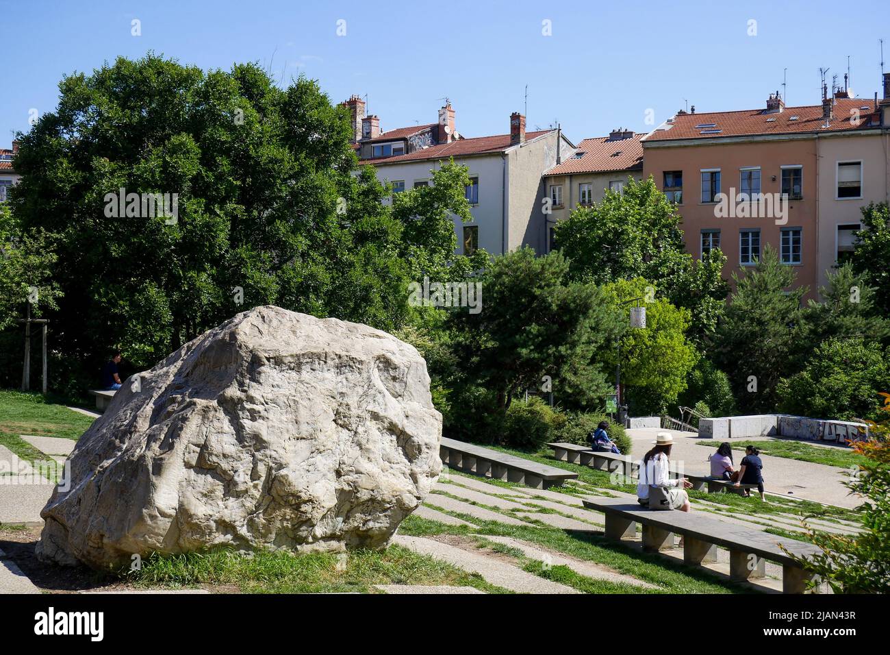 Le Gros Caillou Garden, Bezirk Croix-Rousse, Lyon, Region Auvergne Rhone-Alps, Zentralfrankreich Stockfoto