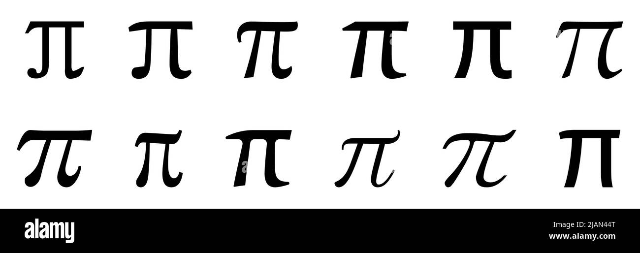 Pi-Symbolsatz. Pi symbol für griechischen Buchstaben. Vektordarstellung auf weißem Hintergrund isoliert Stock Vektor