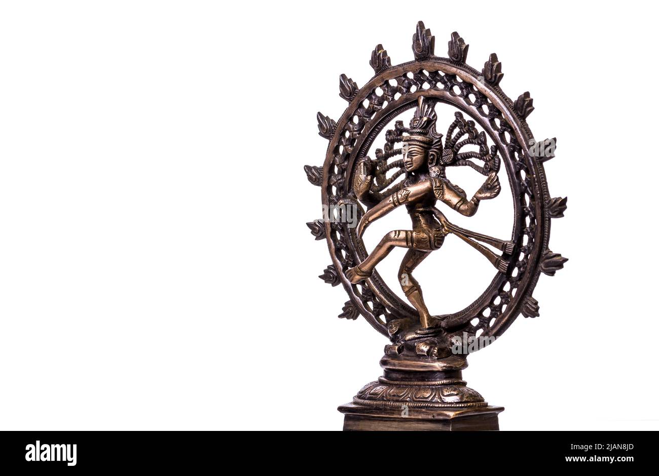 Shiva Dancing Nataraja Bronzestatuette isoliert auf weißem Hintergrund. Stockfoto Shiva Dancing Nataraja Bronzestatuette isoliert auf weißem Hintergrund. Stockfoto
